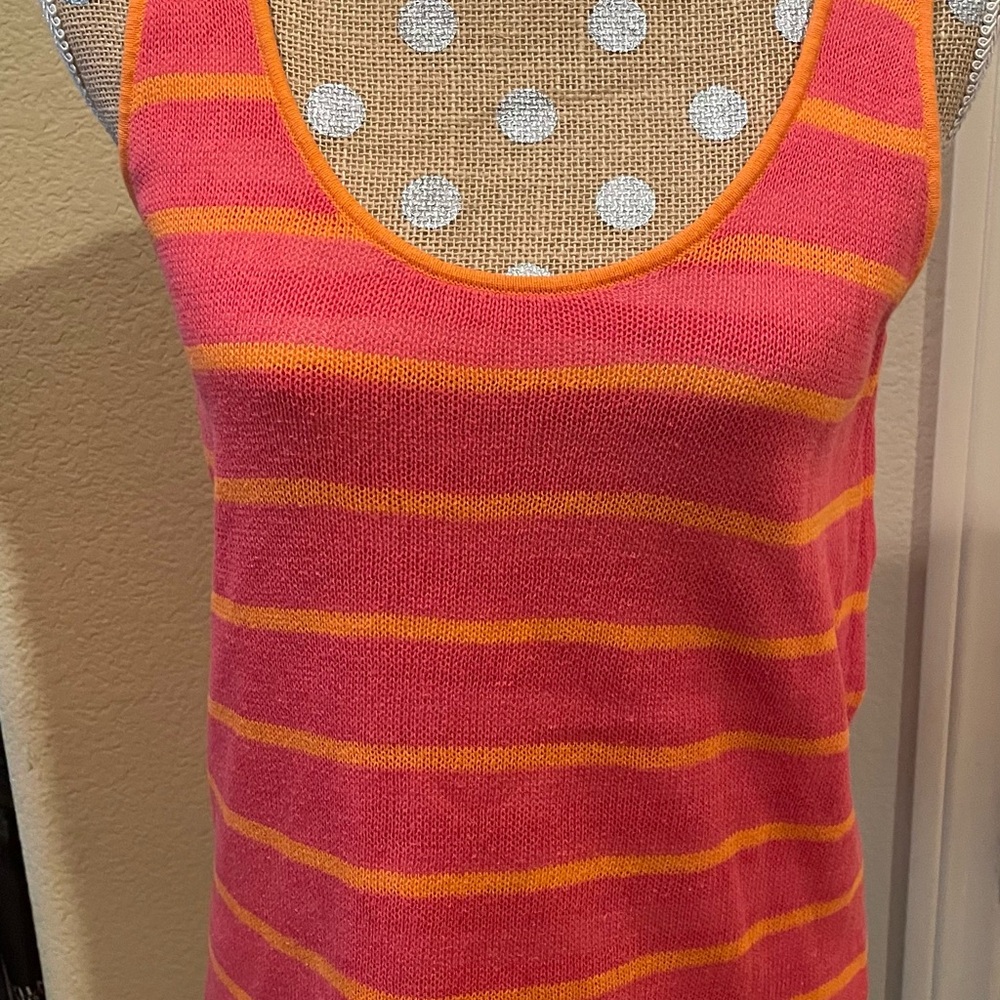 Michael Stars Striped Pink and Orange Women's Tank Top